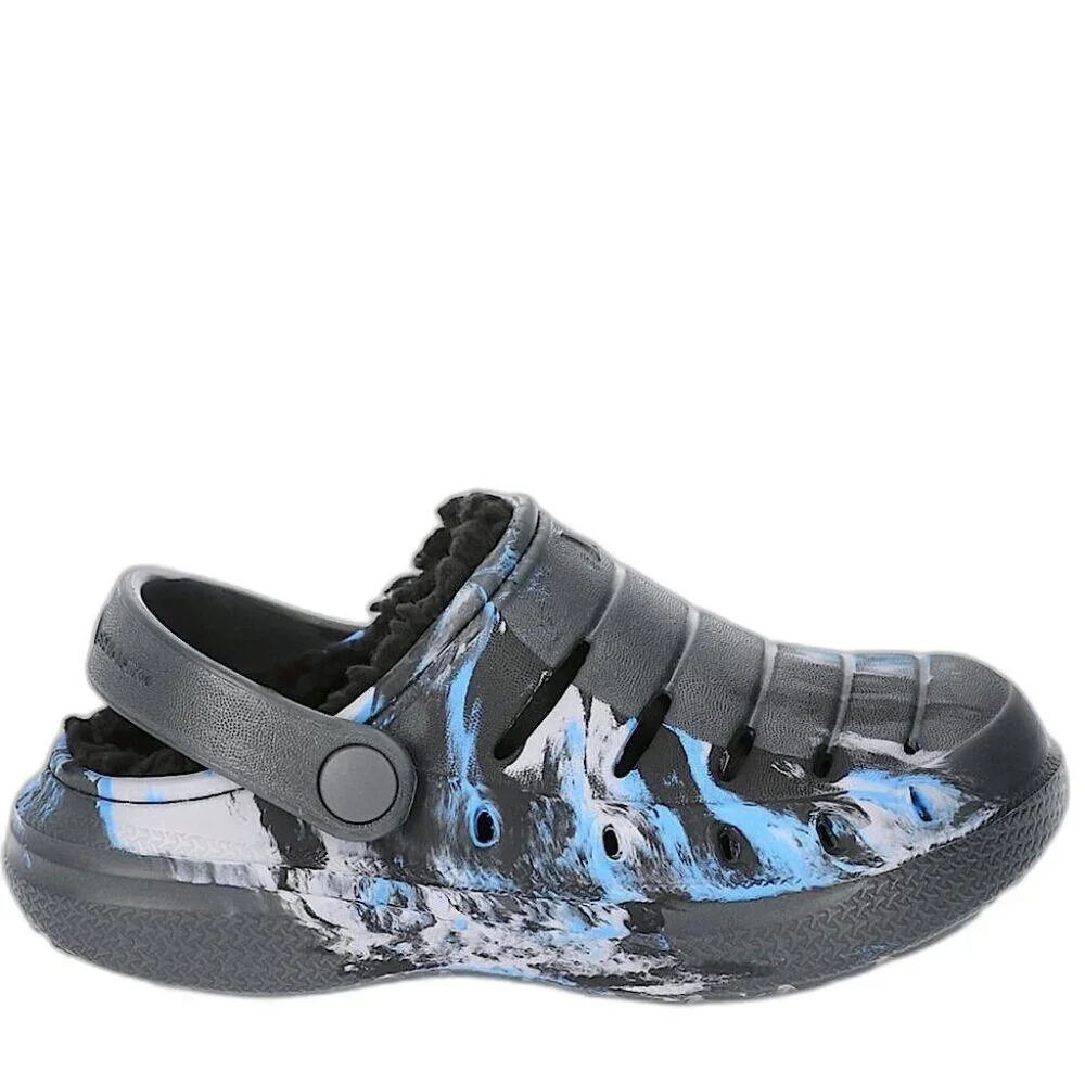 Rugged Shark TODDLER BOYS FAUX SHERPA LINED Clogs SIZE 12 Black Blue Sandals NEW